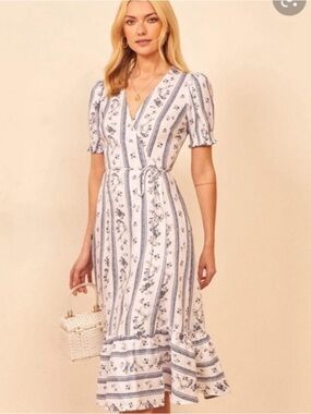 New: Reformation Veronika Midi Dress in Roquefort (Sz: Med)
